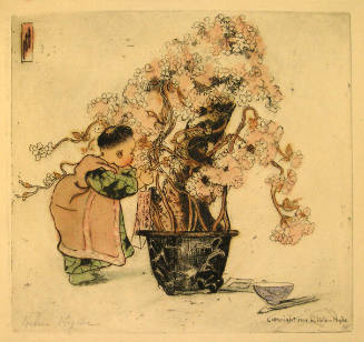 Japanese Figure and Floral Arrangement