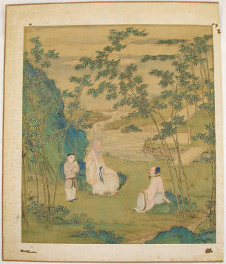 Old Man by Stream with Two Younger Men