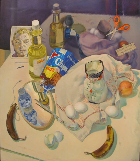 Peggy Reid (American, 1923-2020) Studio Meditation II, 1985, oil on canvas, 42 x 38 in. The Hyd…