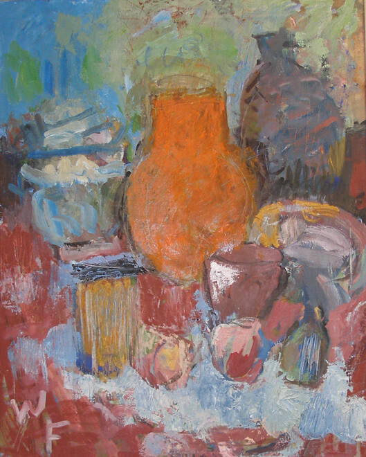 Wilhelmina Weber Furling, American, 1878-1962, The Orange Pot, 1960-1961, oil on canvas, 30 x 2…