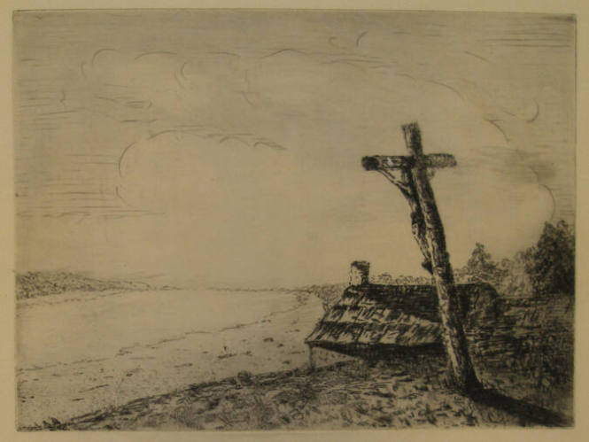 Crucifix Overlooking Lake
