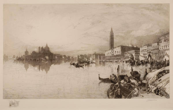 Thomas Moran. American, (b. England) 1837-1926, The Gates of Venice, 1888, 17 3/4 x 31 in,. etc…