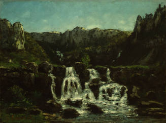 Gustave Courbet (French, 1819-1877), Waterfall at Ornans, ca. 1874, oil on canvas, 15 7/8 x 21 …