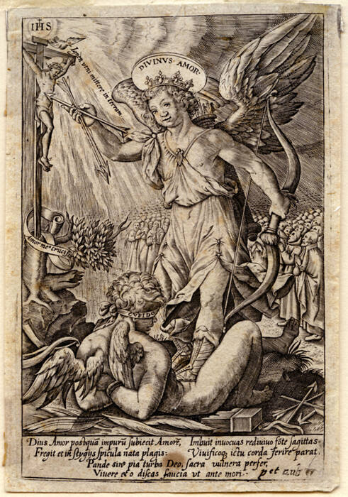 Anton Wierix II (Flemish, ca.1555/59-1604), Divine Love Conquering Cupidity, ca. 1575, Engravin…