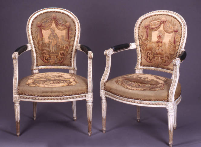Georges Jacob (French, 1739-1814), Curved-back Armchair, ca. 1780, beech, paint, upholstery, le…