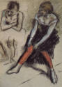 Edgar Degas (French, 1834-1917),  Dancer with Red Stockings, ca. 1884, pastel on pink laid pape…