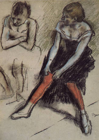 Edgar Degas (French, 1834-1917),  Dancer with Red Stockings, ca. 1884, pastel on pink laid pape…