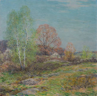Willard Leroy Metcalf (American, 1858-1925), May Morning, 1916-1919, oil on canvas, 23 x 23 in.…