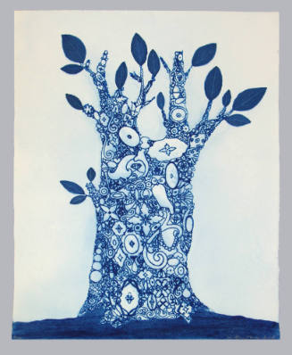 Kirsten Hassenfeld (American, b. 1971) Blue Ware Ornamental, 2008, Hand-stenciled and screen-pr…