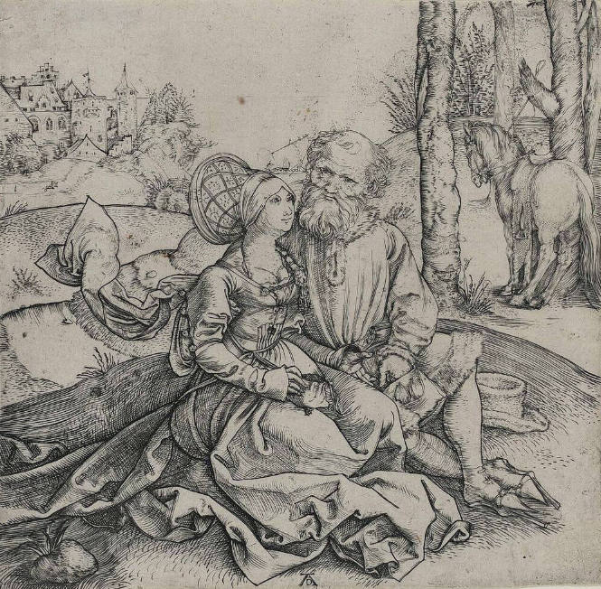 Albrecht Dürer, German (1471-1528), The Ill-Assorted Couple, ca. 1520-1525, engraving on laid p…