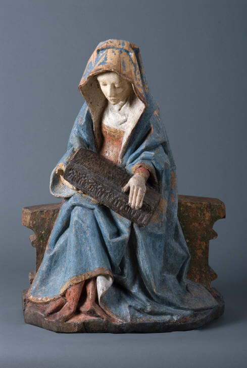 Artist Unknown, German or French, The Virgin Mary, ca. 1485, wood and polychrome, 30 x 21 1/2 x…