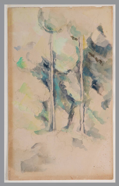 Paul Cézanne, French, 1839-1906, Trees, ca. 1885, graphite and watercolor, 8 x 4 5/8 in. The Hy…