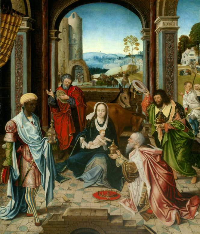 Antwerp Mannerist, after Jan de Beer (ca. 1475-ca. 1528), Adoration of the Magi, ca. 1520, oil …