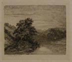 Untitled (Landscape with river, Plate 1 from Vol. 1 of Calame's 'Essais de gravure a l'eau forte')