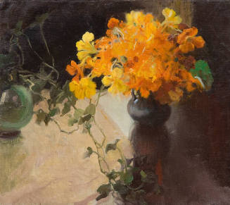 Gladys Nelson Smith (American, 1890-1980) Nasturtiums and Ivy, n.d., oil on canvas, 16 x 18 in.…