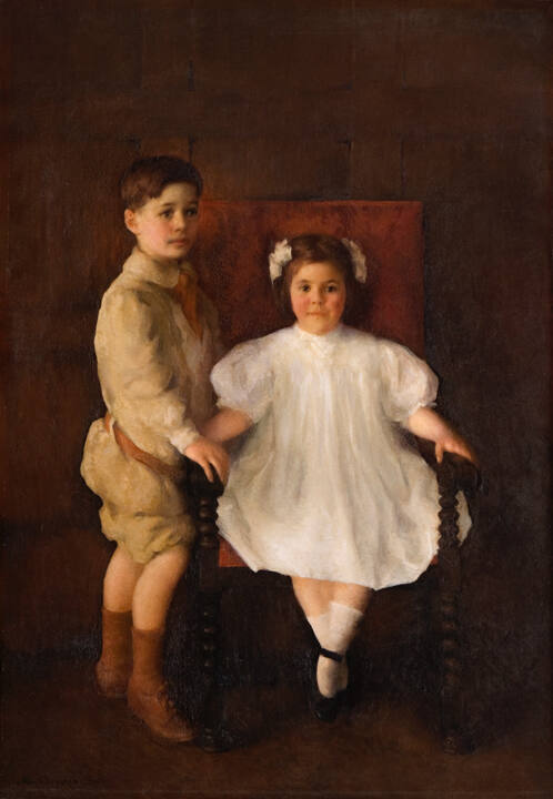 Alice Ruggles (American, 1880 – 1969), Portrait of Samuel and Polly Hoopes, 1910, Oil on canvas…