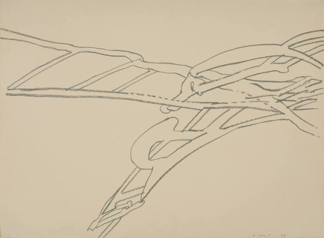 Richard Howard Hunt (American, 1935-2023), Untitled (Organic linear form), 1975,  Oil pastel on…
