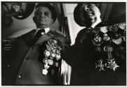 Two World War I veterans displaying their medals, Verdun, France