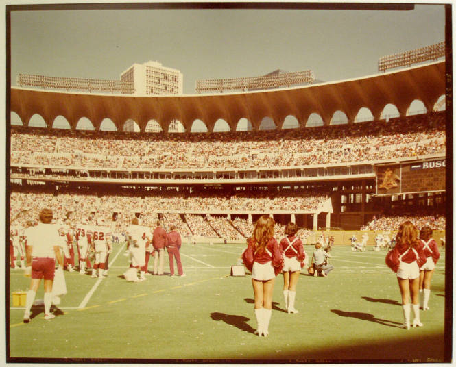 Joel Meyerowitz, American, b. 1938, Busch Stadium, St. Louis and the Arch, 1978, vIntage chromo…
