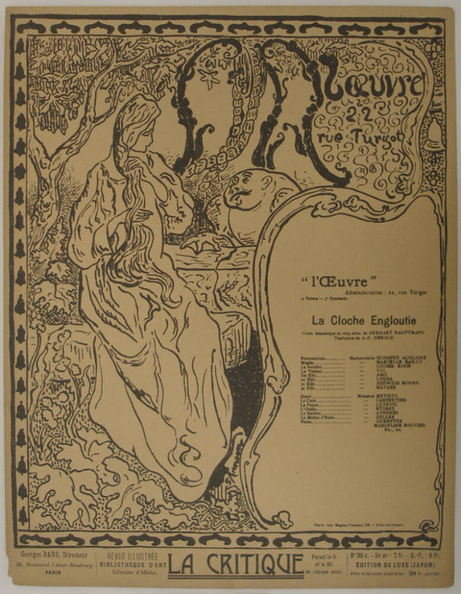 Paul Ranson (French, 1864-1909) La Cloche Engloutie (Program for the Theatre L'Oeuvre), 1897, l…