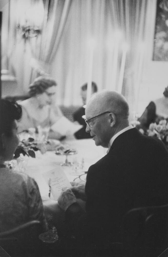 Henri Cartier-Bresson, French, 1908 - 2004 Eisenhower at a state dinner, Paris, 1960, gelatin s…
