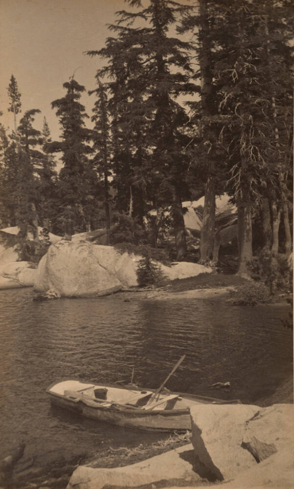 William E. Dassonville, American, 1879-1957, FIshin Boat in High Sierras Lake, ca. 1930, gelati…