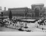 Crowd in city square