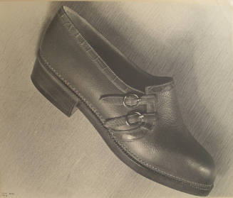Ilse Bing, American, b. Germany, 1899-1990, Leather shoe with two straps, 1934, vintage gelatin…