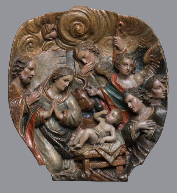 Unknown, Spanish, Adoration of the Christ Child (Nativity), ca. 1650, wood  and polychrome with…