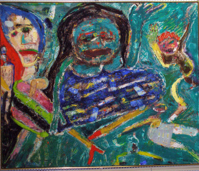 George McNeil, American Delirious Disco, 1983, oil on canvas, 64 x 78 in.,  The Hyde Collection…