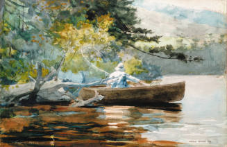 Winslow Homer (American, 1836-1910), "A Good One, Adirondacks," 1889, watercolor, 12 1/4 x 19 1…