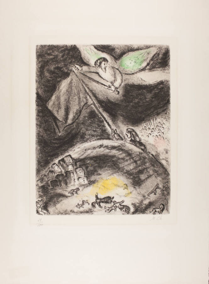 Marc Chagall (French, b. Belarus, 1887 - 1985) Oracle Over Babylon, 1930-1939 hand-colored etch…