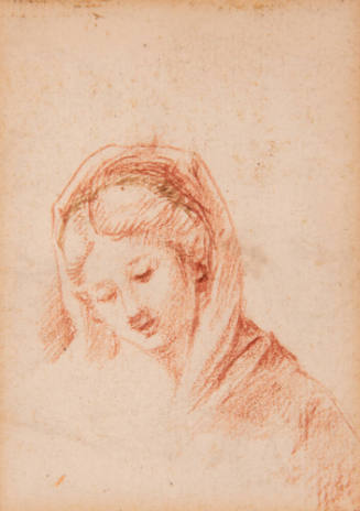 Artist Unknown, Spanish, Madonna, ca. 1500-1750, red chalk on paper, 4 3/8 × 3 1/4 in., The Hyd…