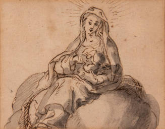 Artist Unknown, Spanish, Madonna and Child, ca. 1500-1750, graphite and ink on paper, 3 1/2 × 4…