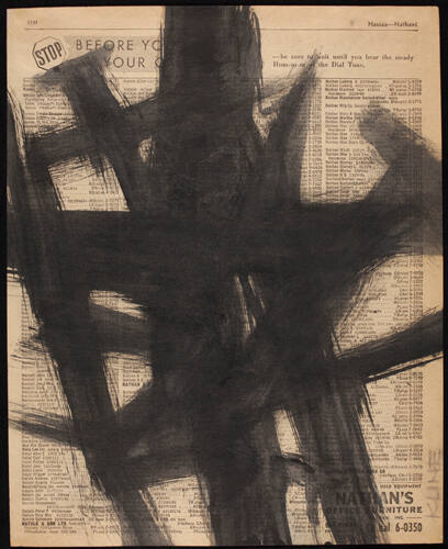 Franz Kline (American, 1910–1962), Untitled Telephone Book Drawing, ca. 1953, ink on telephone …