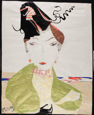 Hilla Rebay (German, 1890-1967), Untitled – Woman in green Dress and Black Hat, ca. 1927, paper…