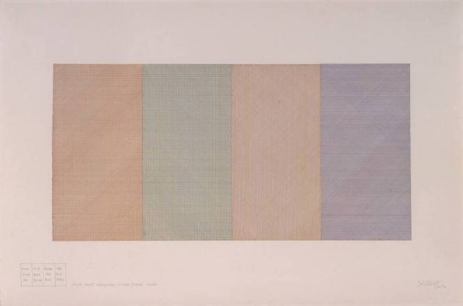 Sol LeWitt, American, 1928-2007, "Four Part Drawing Using Three Colors," 1970, colored ink on p…