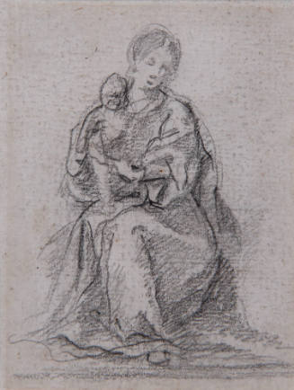 Artist Unknown, Spanish, Madonna and Child, ca. 1500-1750, graphite on paper, 4 1/4 × 3 1/8 in.…