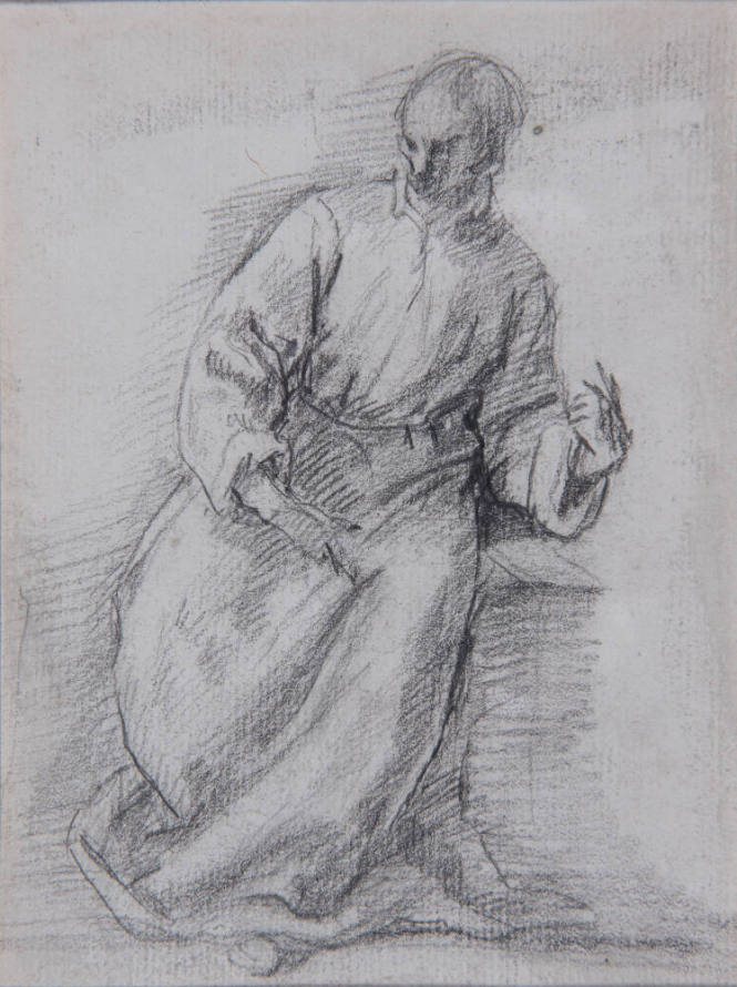 Artist Unknown, Spanish, Seated Figure, ca. 1500-1750, graphite on paper, 6 3/8 × 4 3/4 in., Th…