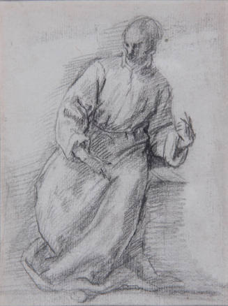 Artist Unknown, Spanish, Seated Figure, ca. 1500-1750, graphite on paper, 6 3/8 × 4 3/4 in., Th…