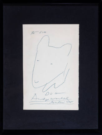 Andy Warhol (American, 1928-1987), To Jim - Dog Andy Warhol – London, 1975, Blue pencil on pape…