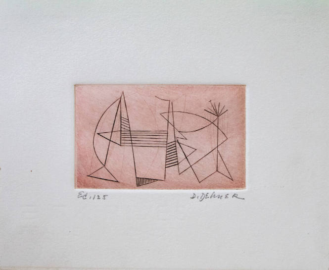 Dorothy Dehner (American, 1901-1994), Skating, 1953, printed ca. 1991, Engraving on pink chine …