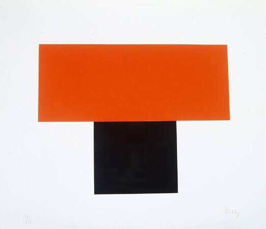 Ellsworth Kelly, American (1923-2015) Red-Orange Over Black, 1970, color silkscreen, Arjomari p…