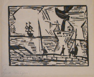 Lyonel Feininger (American, 1871 – 1956), On the Seawall, 1921, Woodcut print, laid paper, 11 x…
