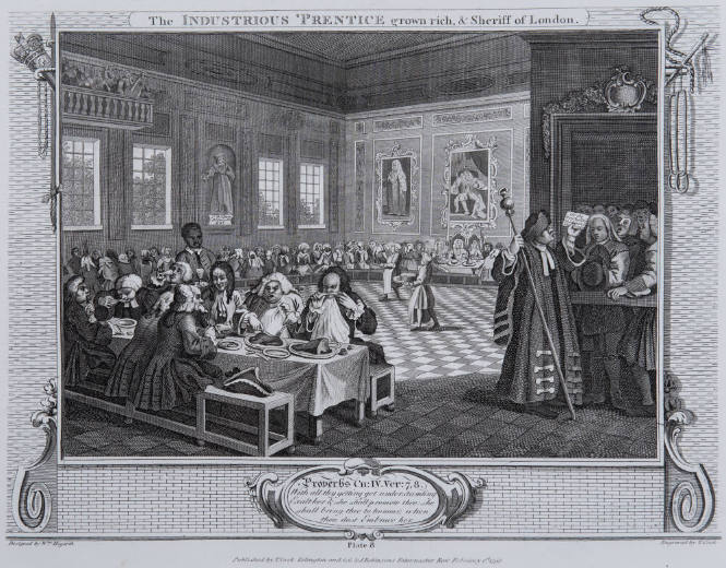William Hogarth (English, 1697 – 1764), The Industrious 'Prentice (from the suite of 12 prints,…