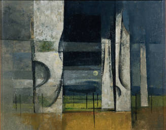 George Tuckwell (English, 1919 – 2000), Callernish Stones, ca. 1960, Oil on textured composite …