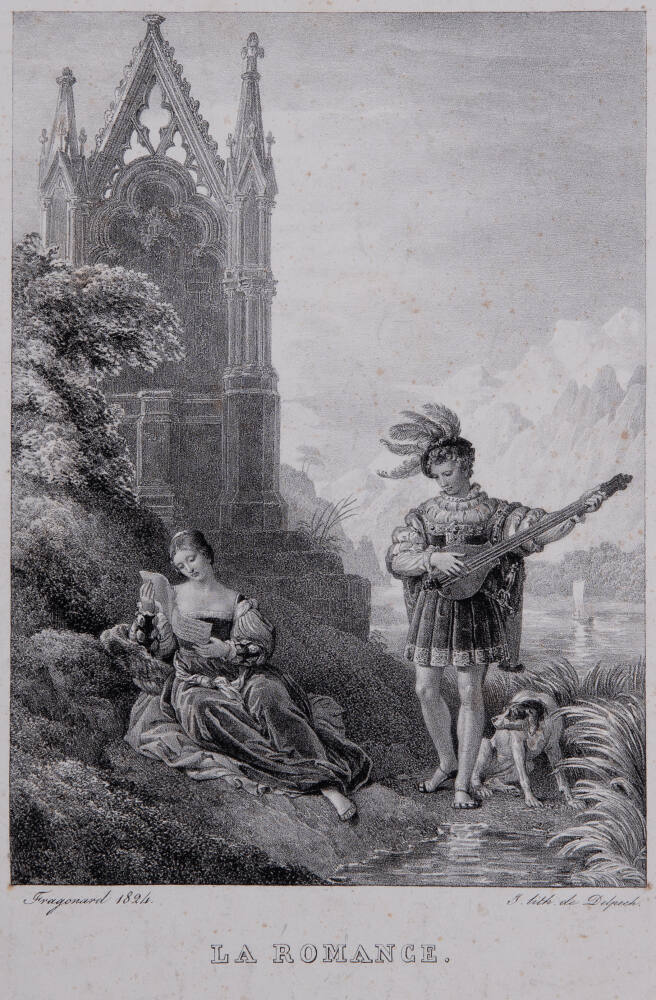 Alexandre-Évariste Fragonard (French, 1780 – 1850), La Romance, 1824, Lithograph, 15 1/4 × 11 1…