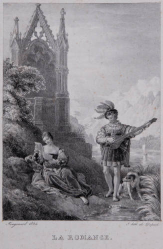 Alexandre-Évariste Fragonard (French, 1780 – 1850), La Romance, 1824, Lithograph, 15 1/4 × 11 1…