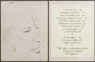 Ellsworth Kelly (American, 1923-2015), Jim at the Old Mill, 1983, Ink on paper (restaurant menu…