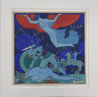 Georges Barbier (French, 1882 – 1932), "Angel of Mercy," 1918, Pochoir in colors, 9 3/4 × 9 7/8…